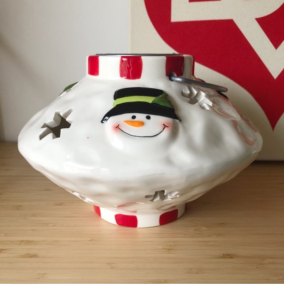 Snowman Christmas Tealight Ceramic Lantern Holiday Decor - Picture 3 of 10